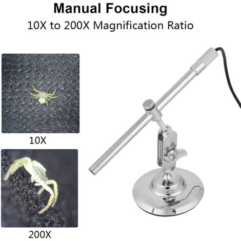 1pc Endoscope USB Microscope 200X Zoom avec Caméra 1080P et 8 LEDs pour Smartphone/PC, Outil d'Inspection (1/5)