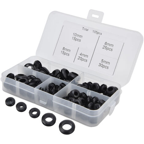 Kit de 105 pièces assorties en caoutchouc pour étanchéité électrique et plomberie, joints et anneaux de protection (1/5)