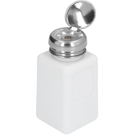 Flacon carré antistatique 200ML avec pompe pressoir et couvercle inox, sécurité ESD, blanc (1/5)