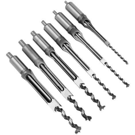 6 Pièces Mèche à Mortaiser Carrée, Foret Trépan pour Bois, Outil de Menuiserie (1/5)