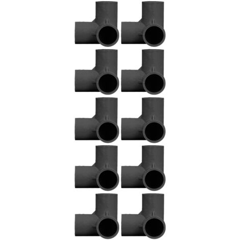 10 Pièces Raccord PVC à 3 Voies, Té et Coude Diamètre Intérieur 25mm Noir pour Conduites