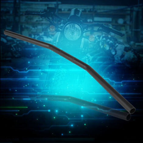 Guidon de moto rétro noir 22mm 7/8 pouce pour style classique (1/5)