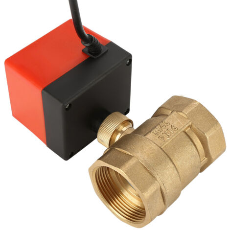 Vanne à bille motorisée en laiton DN40 G1-1/2", 2 voies 3 fils, 24V DC, pour système de plomberie automatique (1/5)