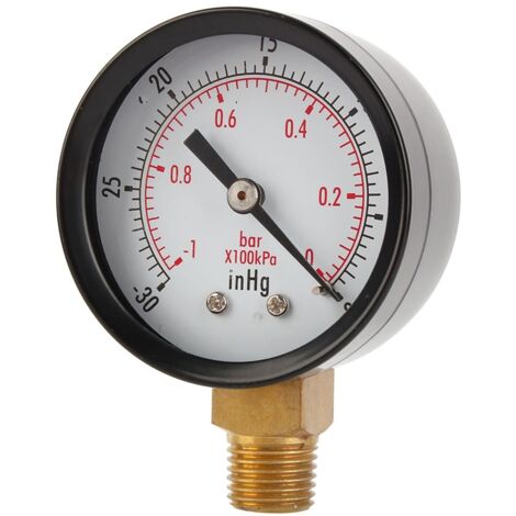 Jauge de vide 2" pour compresseur air, eau, huile, gaz - Montage inférieur 1/4" NPT (1/5)
