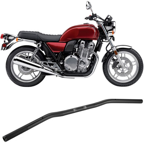 Barre de guidon plat rétro en alliage d'aluminium 22mm pour moto modifiée (noir mat) (1/5)