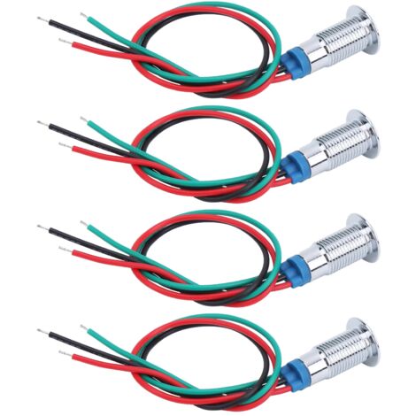 4 Pièces LED Lumière Signal Métal Étanche 2 Couleurs 8mm 12-24V (Rouge Vert) Anode Commune (1/5)