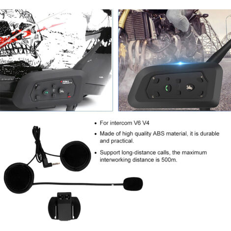 Casque moto interphone Bluetooth V6/V4 avec écouteurs intégrés pour communication sans fil