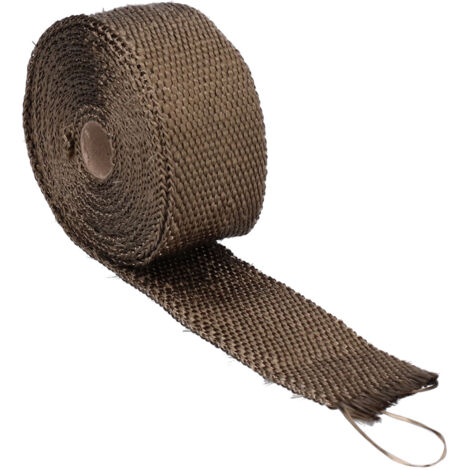 Ruban isolant thermique en fibre de verre 5m pour échappement, avec attaches acier allié pour voiture et moto, marron (1/5)