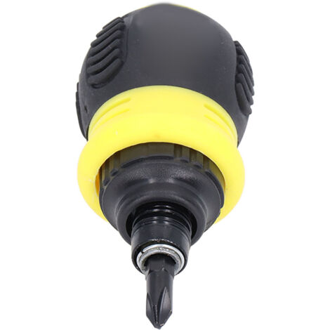 Tournevis à cliquet mini magnétique avec embouts cruciformes et fendus 2 en 1 en acier chrome vanadium, jaune (1/5)