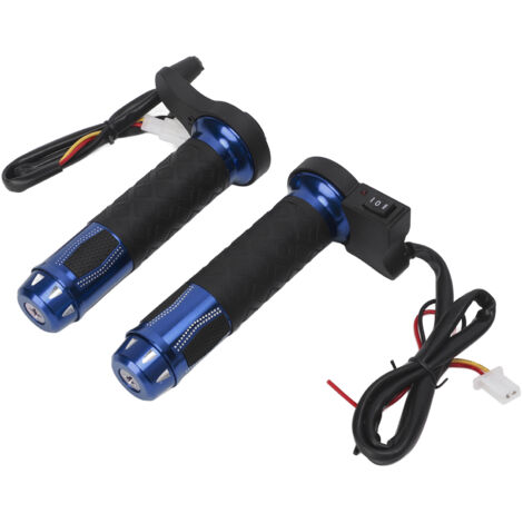 2 pièces Poignées chauffantes électriques 22mm pour moto, alliage d'aluminium, chauffage hivernal pour guidon, 12V-14V, bleu