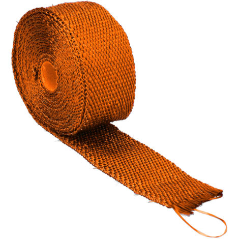Ruban isolant thermique en fibre de verre 5m pour échappement, avec attaches acier allié - Orange pour voiture et moto (1/5)