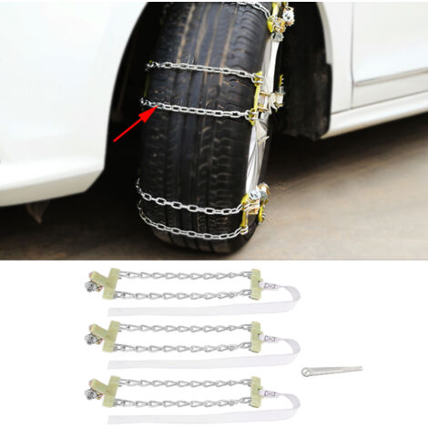 3 pièces Chaîne à Neige Anti-Dérapante 205-225mm pour Voiture, SUV, Camion - Sécurité Hiver (1/5)