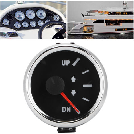 Jauge d'inclinaison bateau 52mm 2 pouces signal 0-190 ohms éclairage rouge (cadre argent cadran noir) (1/5)
