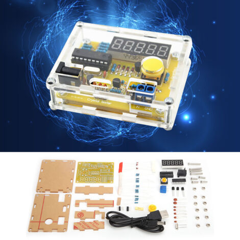 Compteur de fréquence 1Hz-50MHz avec testeur oscillateur à cristal - Kit DIY boîtier jaune (1/5)