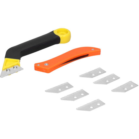 Scie à joint coudée avec lames pour nettoyage de carrelage, portes et fenêtres. (1/5)