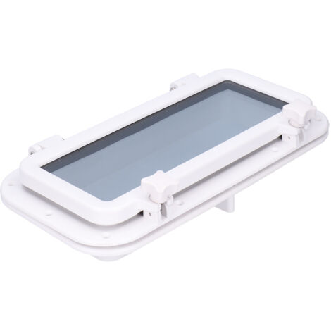 Hublot Rectangulaire en Verre Trempé Ouvrant pour Bateau Yacht Camping-Car Blanc 40x20cm