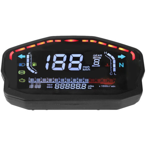 Compteur Numérique LCD LED pour Moto - Tachymètre, Odomètre et Indicateur de Vitesse - Compatible Ducati et Autres Modèles