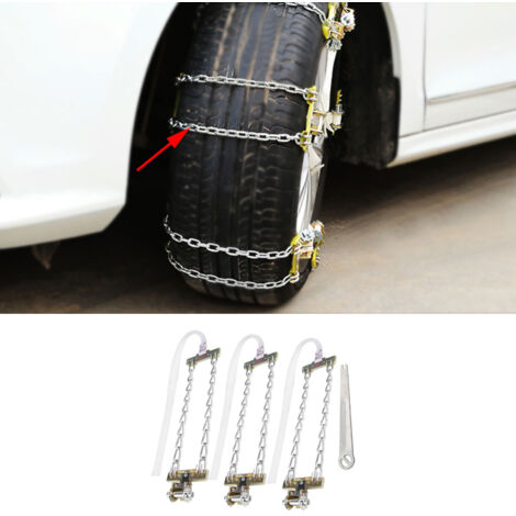 3 pièces Chaîne à Neige Anti-Dérapante 165-195mm pour Voiture, Camionnette, SUV - Sécurité Hiver Glace Boue (1/5)