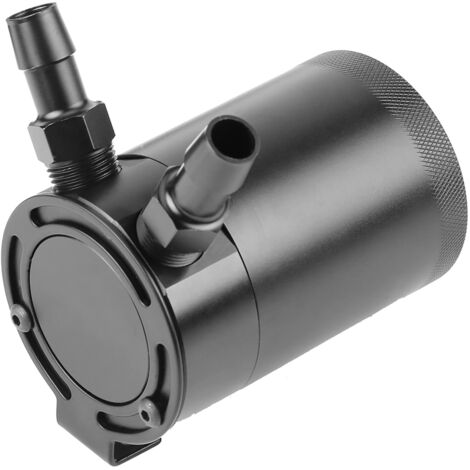 Récupérateur d'huile compact en alliage d'aluminium noir à 2 orifices avec chicane (1/5)