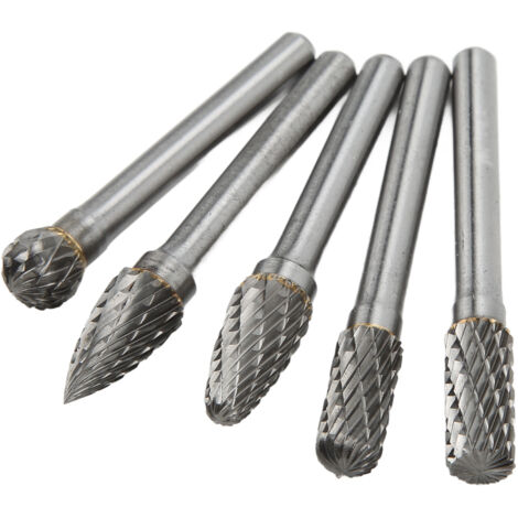 5 pièces fraises rotatives en carbure de tungstène double coupe 6x10mm pour aviation automobile navire sculpture mécanique (1/5)