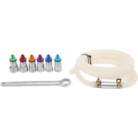 Clé de purge de frein en métal avec 6 adaptateurs 7‑12mm, tuyau de vidange universel pour voiture, moto, SUV et camionnette