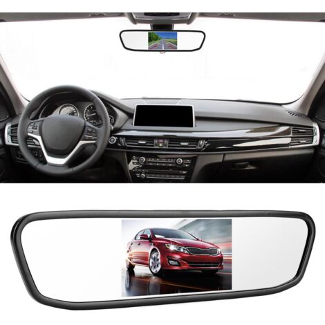 Écran de rétroviseur HD 4,3 pouces pour voiture avec caméra de recul 8 LED étanche et vision nocturne (1/5)