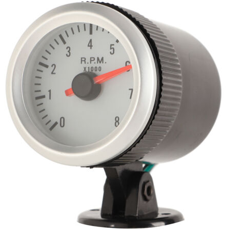 Tachymètre LED 52mm 2in à aiguille rouge et cadran blanc pour véhicules essence 4 6 8 cylindres avec rétroéclairage (1/5)