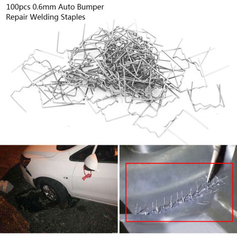 100 pièces Agrafes de Soudure Pré-découpées 0.6mm pour Réparation Pare-chocs Auto - Kit Outil (1/5)
