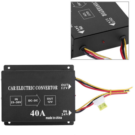 Convertisseur de tension 24V vers 12V 480W 40A pour voiture et camion, réducteur de voltage DC (1/5)