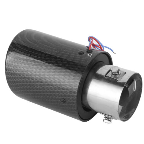 Embout de silencieux en fibre de carbone avec LED lumineuse bleue, universel 1.4-2.5 pouces