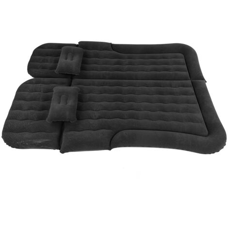 Matelas de voyage gonflable 2 en 1 multifonction - Coussin de repos doux en PVC flocké pour voiture et SUV, Noir (1/5)