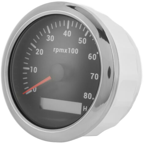 Tachomètre 85mm 0‑8000RPM Étanche IP67 Rétro‑éclairage 7 Couleurs pour Bateau Camping‑car 9‑32V Noir (1/5)
