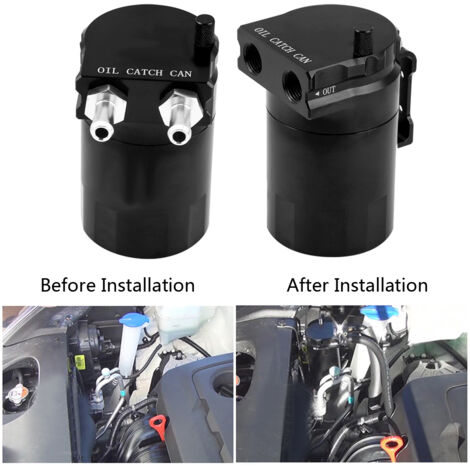 Réservoir de récupération d'huile moteur universel en aluminium noir pour voiture (1/5)