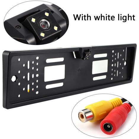 Cadre de Plaque d'Immatriculation Européenne avec Caméra de Recul LED Vision Nocturne, Lumière Blanche et Étanchéité IP65 Noir (1/5)