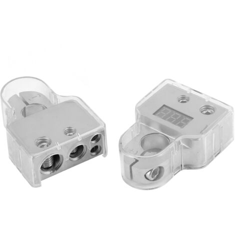 2 pièces Connecteurs de Batterie avec Voltmètre Intégré, Couvercle Transparent pour Câbles 0/4/8 AWG, Surveillance en Temps Réel (1/5)