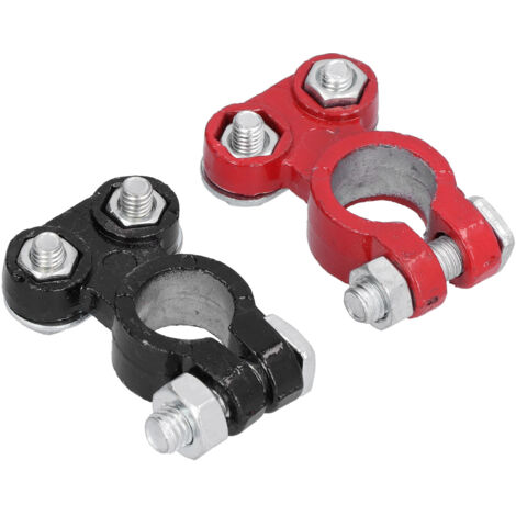 2 pièces Borne de Batterie Clamp Positif Négatif avec 2 Rondelles pour Câble Auto (1/5)