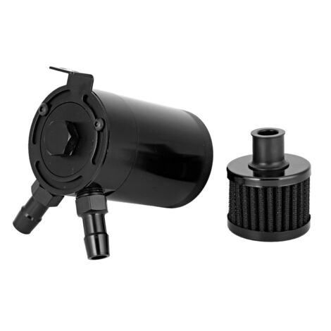 Réservoir de récupération d'huile en alliage d'aluminium universel avec kit accessoire 2 ports (Noir) (1/5)