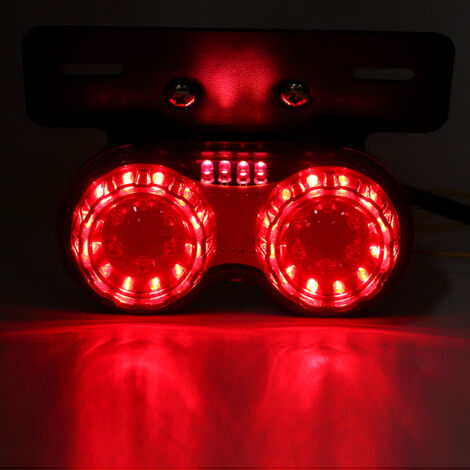 Feu arrière LED universel pour moto 12V, lampe stop ronde modifiable avec lentille rouge