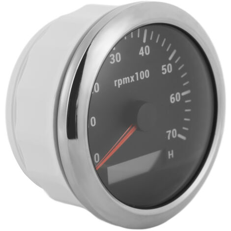 Tachomètre 85mm 0‑7000tr/min Rétroéclairage 7 Couleurs Ajustable pour Moteur Voiture Bateau 9‑32V DC Noir (1/5)
