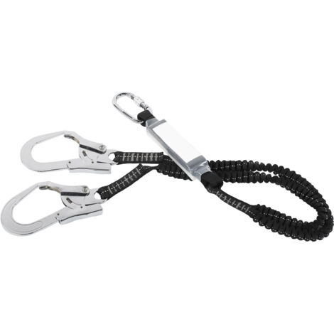 Corde de sécurité élastique anti-chute avec double crochet en acier pour travaux en hauteur (1/5)