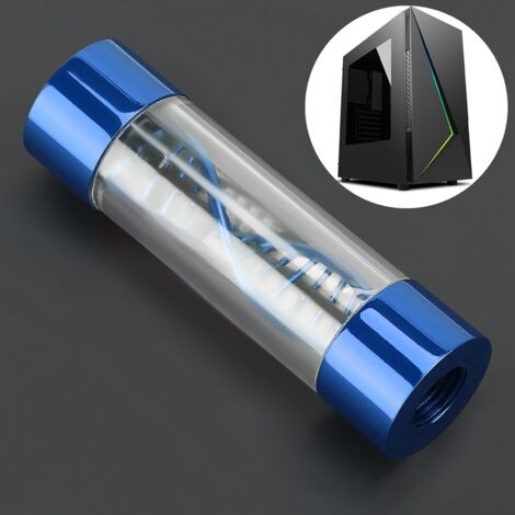 Compteur de débit d'eau, filetage femelle G1/4, métal spiralé, pour refroidissement liquide PC (bleu) (1/5)