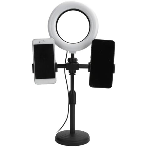 Support de téléphone avec 2 pinces et lumière annuelle LED 6 pouces pour streaming en direct (1/5)