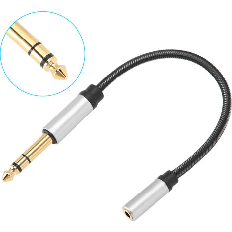 Câble de prolongation audio 6,5 mm mâle vers 3,5 mm femelle en alliage d'aluminium, cordon d'extension pour casque 0,15 m (1/5)