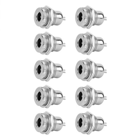 10 Pièces Connecteur Femelle Alimentation DC avec Filetage Métal Montage Panneau DC099 (1/5)