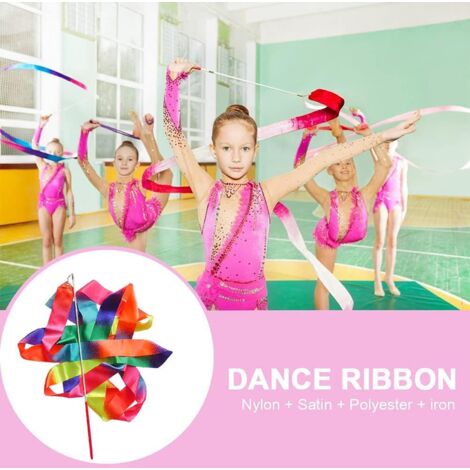 Bande de Soie Artistique 4m pour Danse Rythmique Enfants - Bâtons Ballet Gymnastique Couleur Dégradé (1/5)