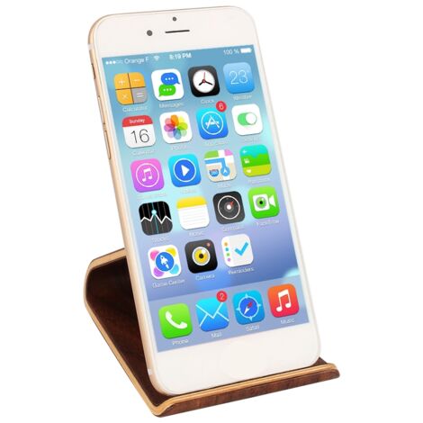Support téléphone portable en bois antidérapant et léger pour tablettes et mobiles (1/5)