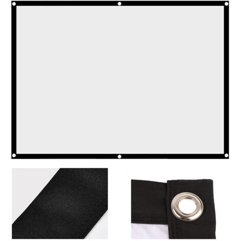 1pc Écran de Projection Portable 100 Pouces Blanc Anti-Rides 4:3, Rideau Projecteur Pliable pour Vidéoprojecteur