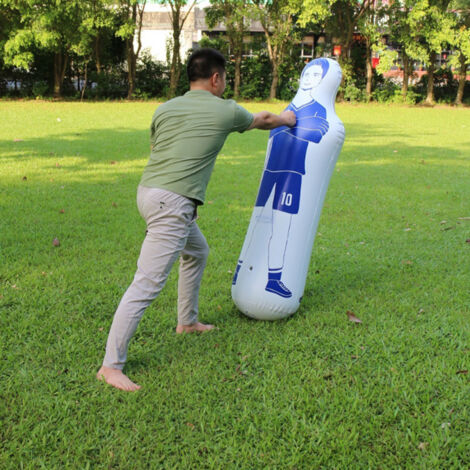 Mannequin d'Entraînement Football Gonflable 40x160cm Bleu - Sac de Frappe Boxe PVC Soccer (1/5)