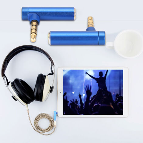 Adaptateur Audio 3.5mm Mâle vers Femelle Angle Droit, Câble Stéréo pour Casque Bleu - 2 Pièces (1/5)