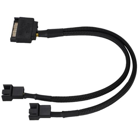 Câble adaptateur d'alimentation SATA 15 broches vers 2 ventilateurs 4 broches, convertisseur double, câble 22AWG (1/5)
